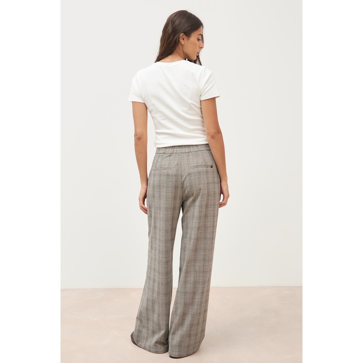 Pantalon large taille haute fluide gris fonce, BONOBO