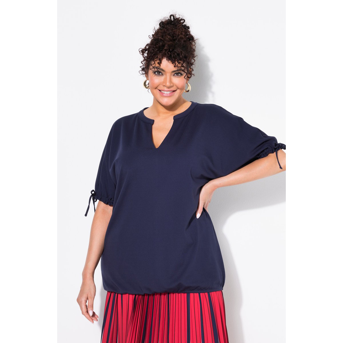Sweat-shirt oversize. Col tunisien marine, ULLA POPKEN