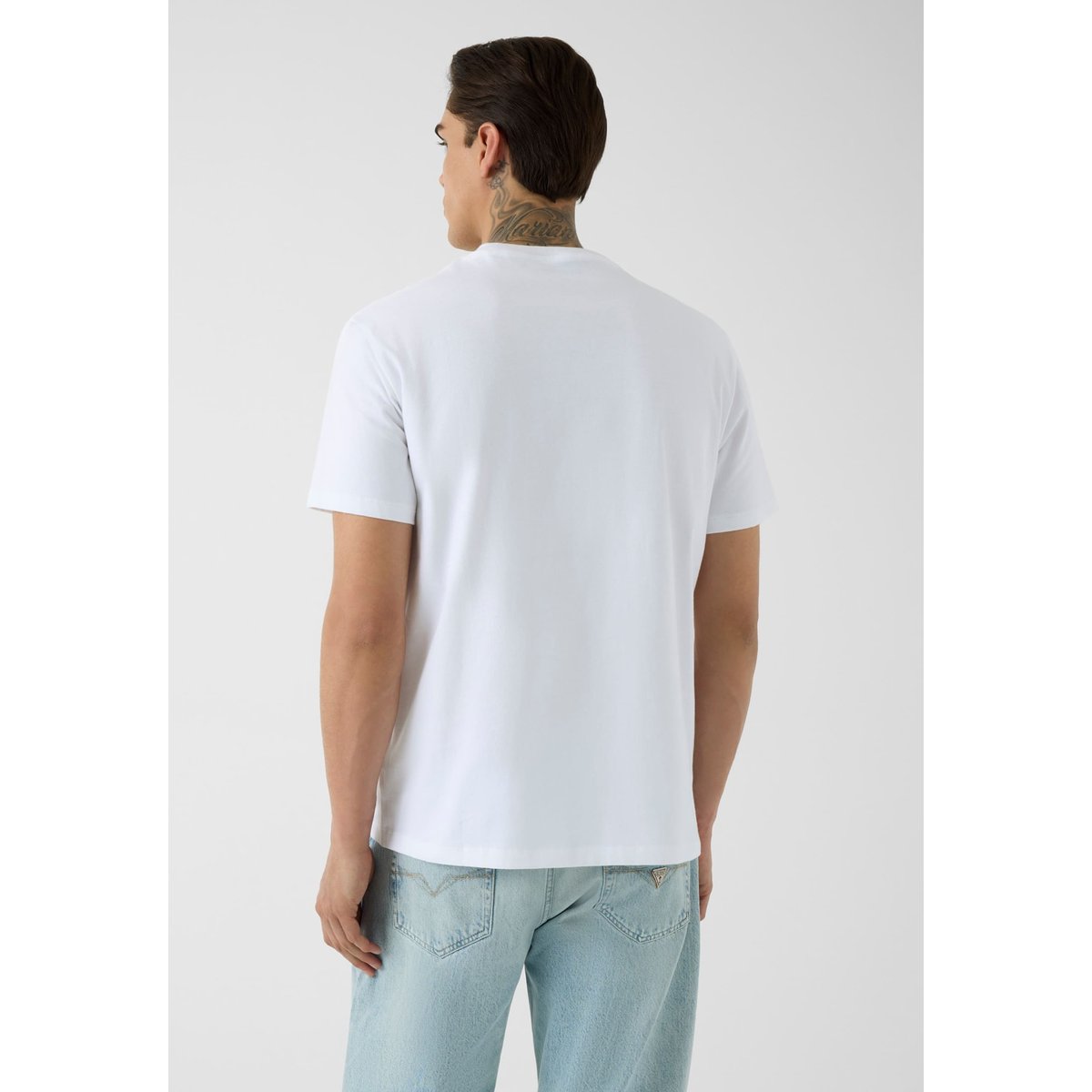 T-Shirt Avec Logo Triangle blanc, GUESS