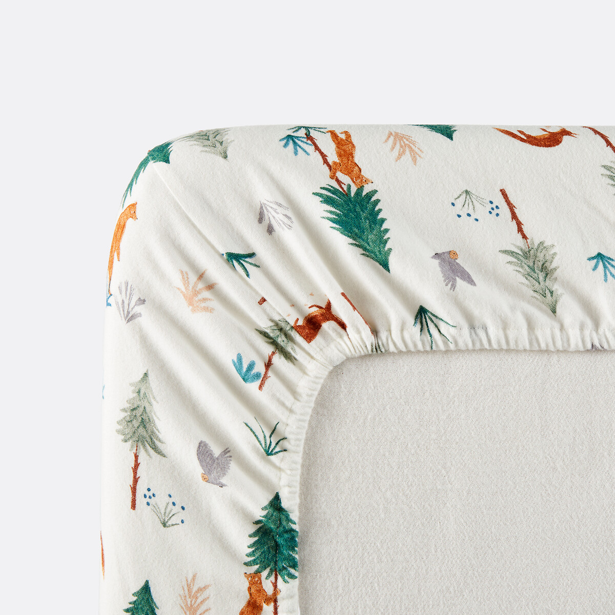 Sábana ajustable para cama infantil, de franela, altura 25 cm, estampado de animales, GRIZZLY crudo, LA REDOUTE INTERIEURS
