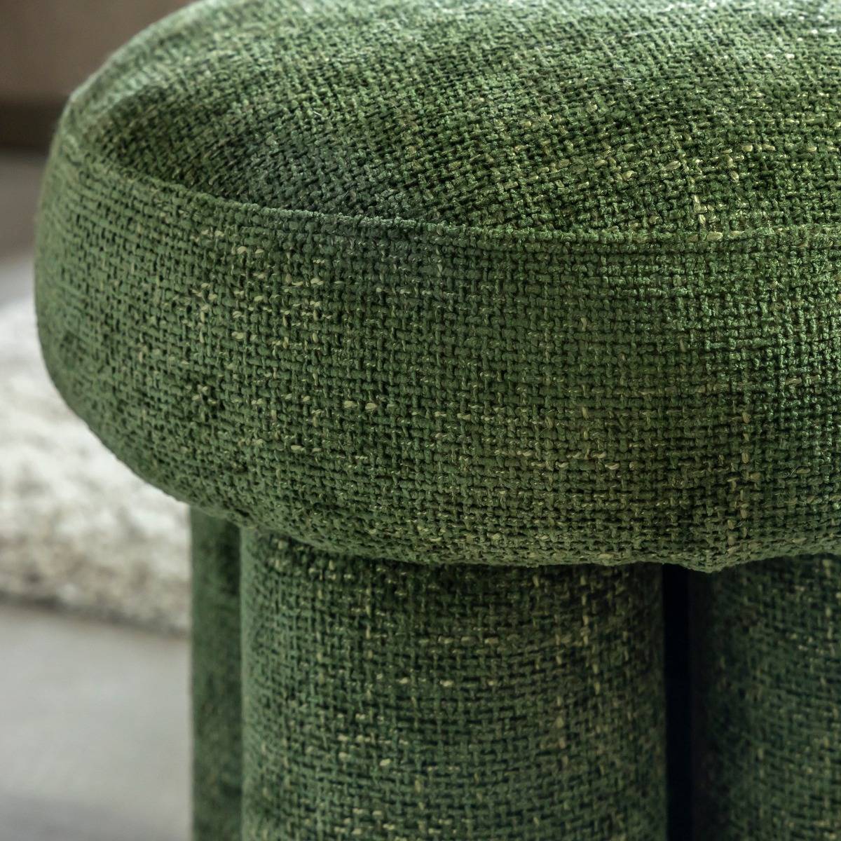 Petit tabouret en tissu TOBY vert, MADE IN MEUBLES