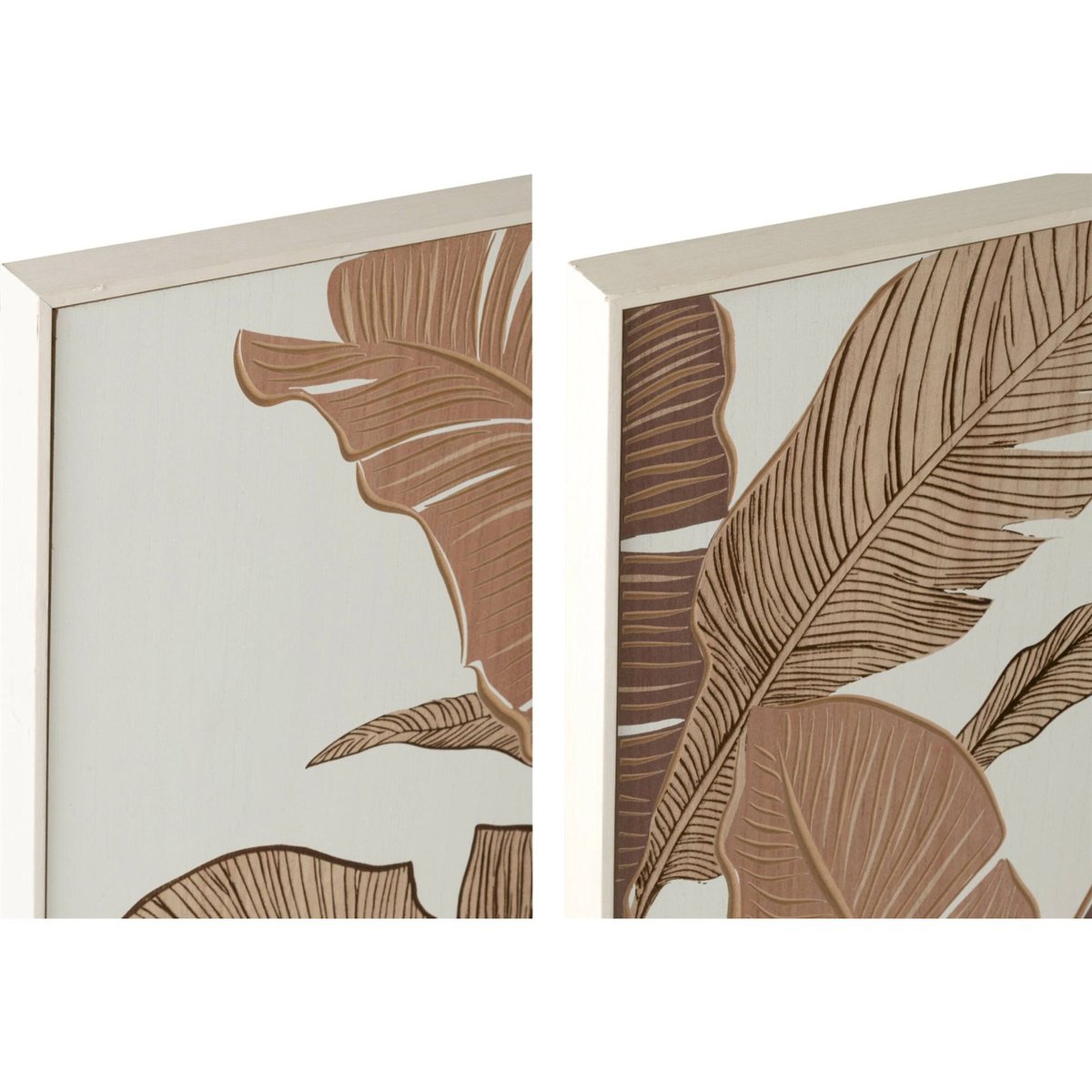 Décoration murale sculptée en pin, Lot de 2 marron et blanc cassé, RECOLLECTION