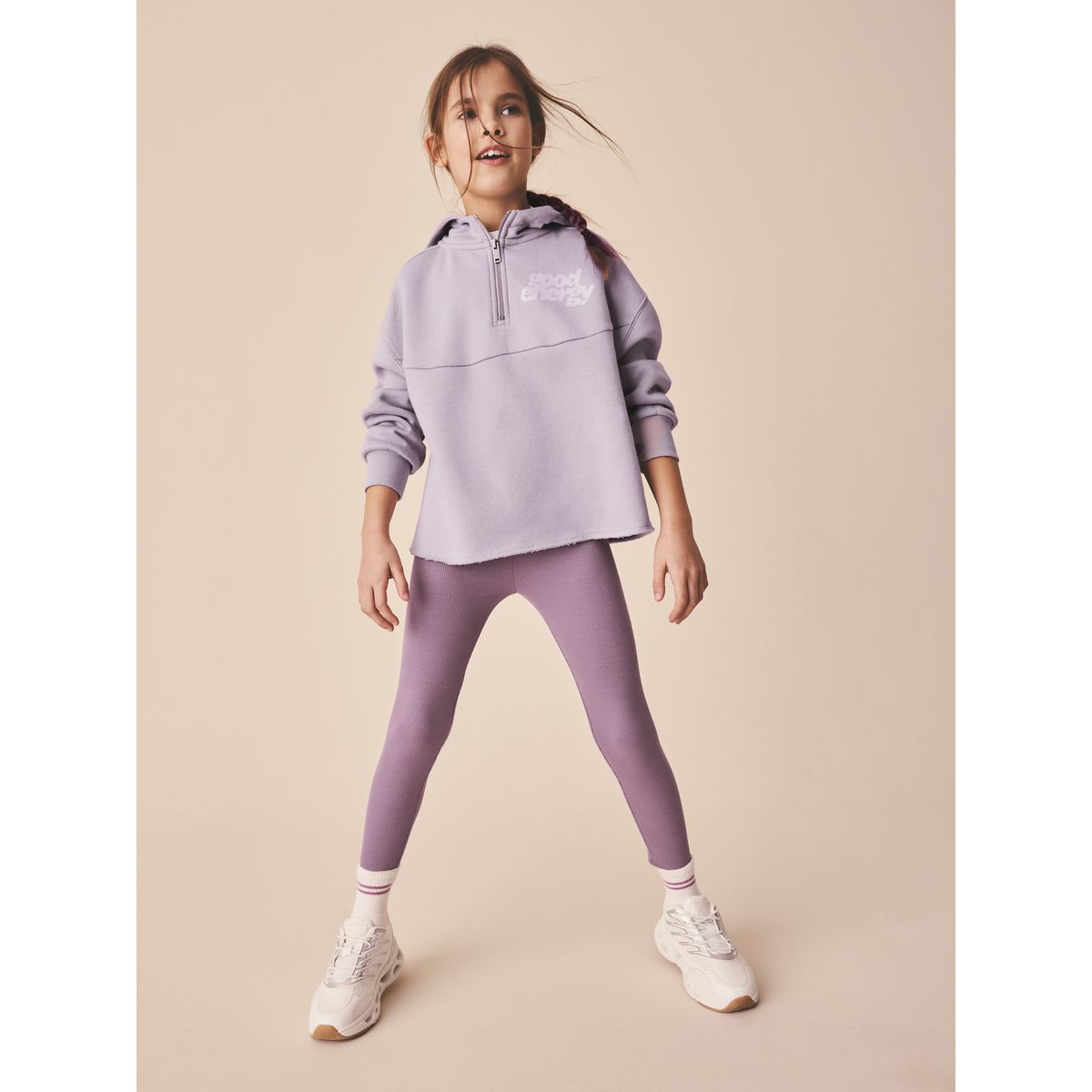 Legging et sweat à capuche avec inscription violet foncé, NEXT