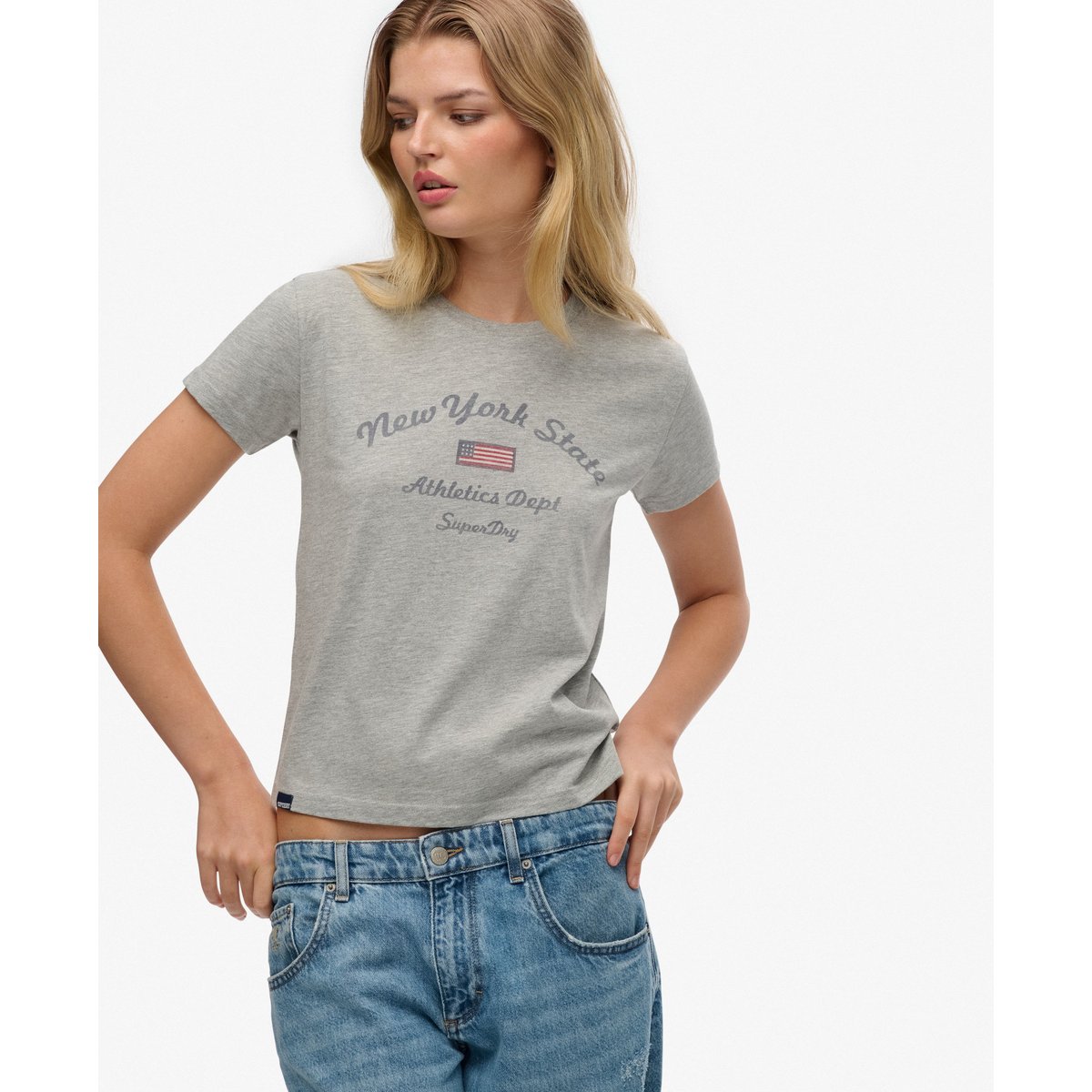 T-shirt Athletic Essentials Graphique Coupe Ajustée gris chiné, SUPERDRY