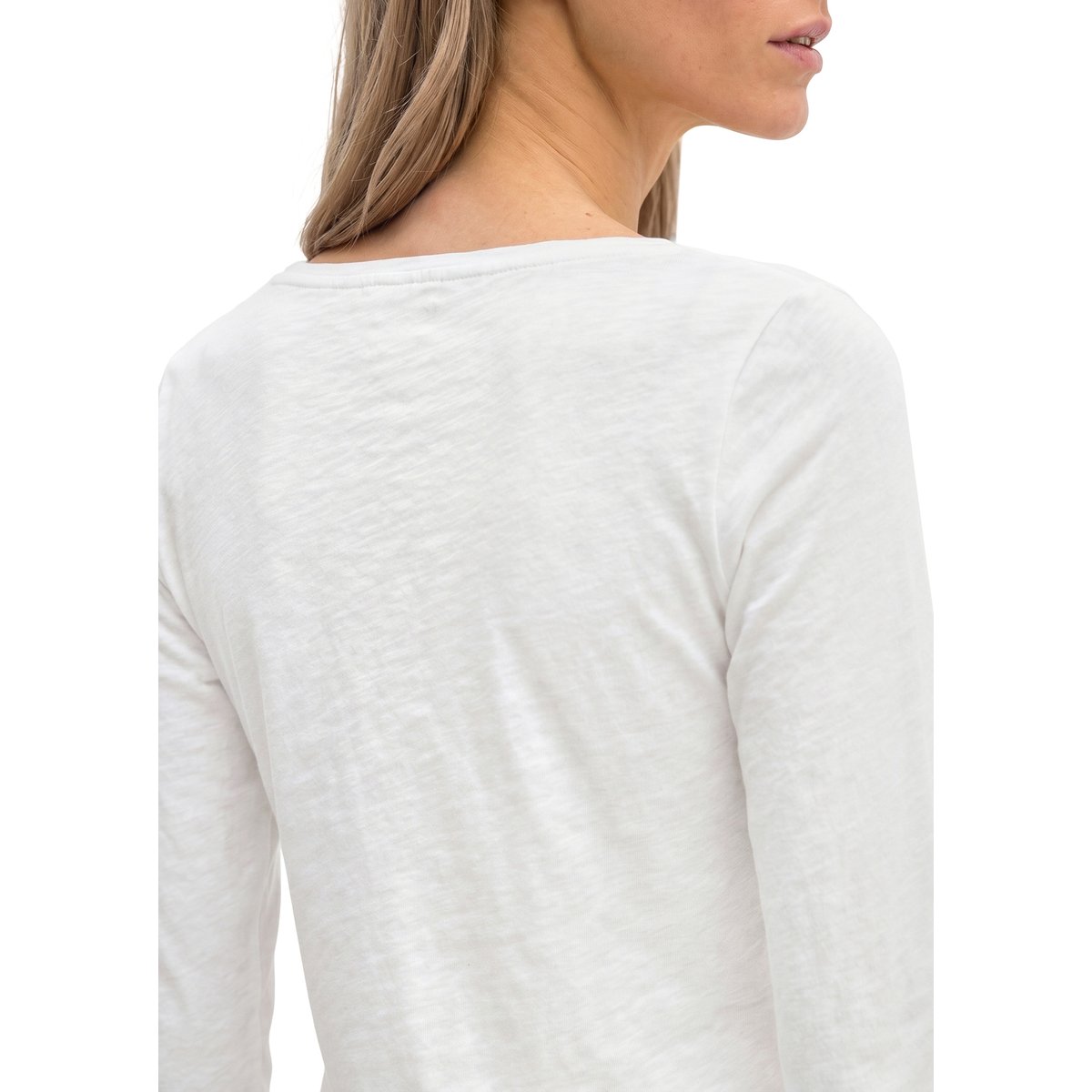 T-shirt long régulier en coton biologique blanc, MARC O'POLO