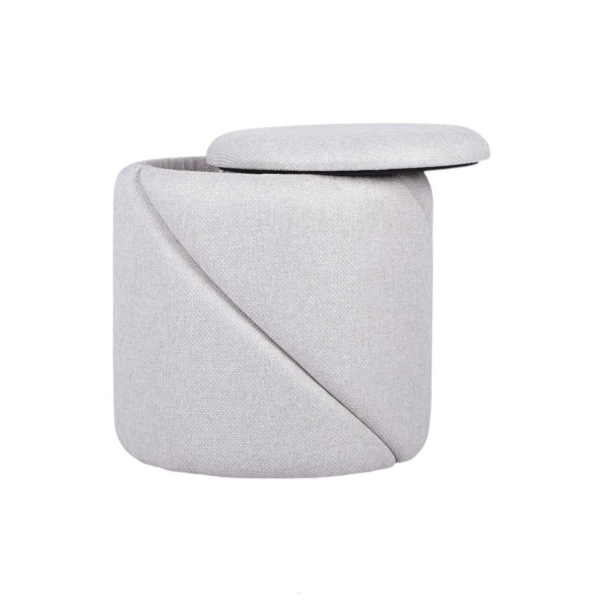 Pouf rond en tissu Ø42 cm Barbabelle crème / ivoire, AMADEUS