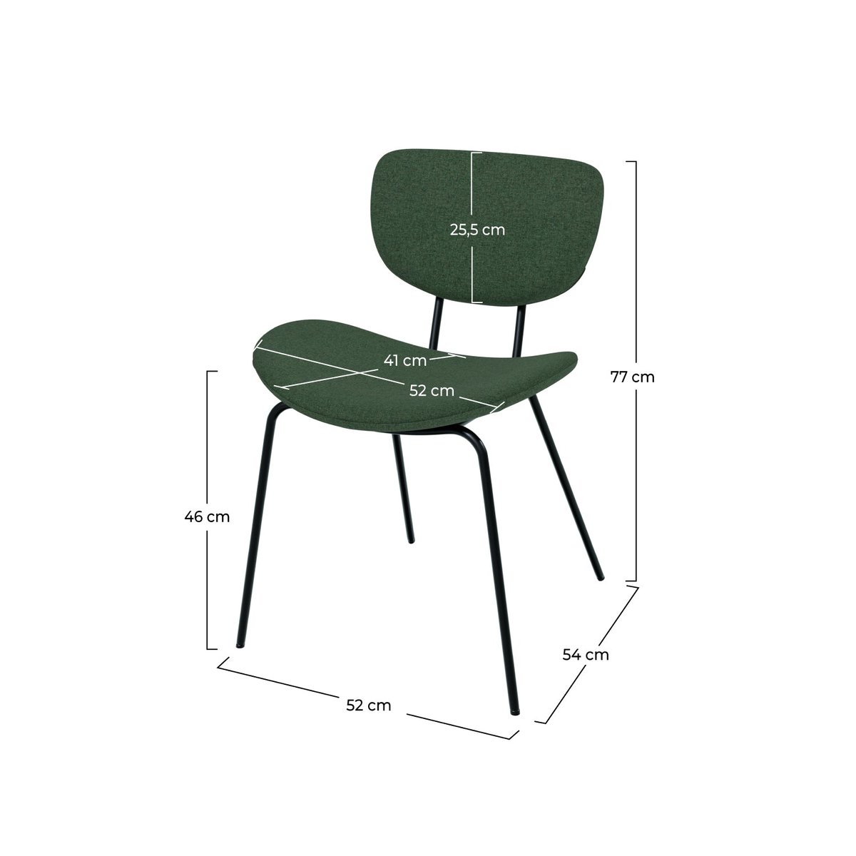 Lot de 2 chaises en tissu - VERNER vert, MAISON PAVANE
