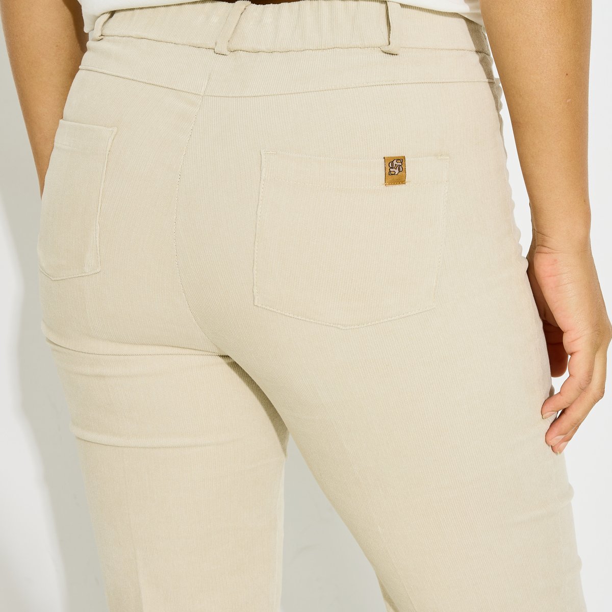 Pantalon droit velours raccourci beige, GRAIN DE MALICE
