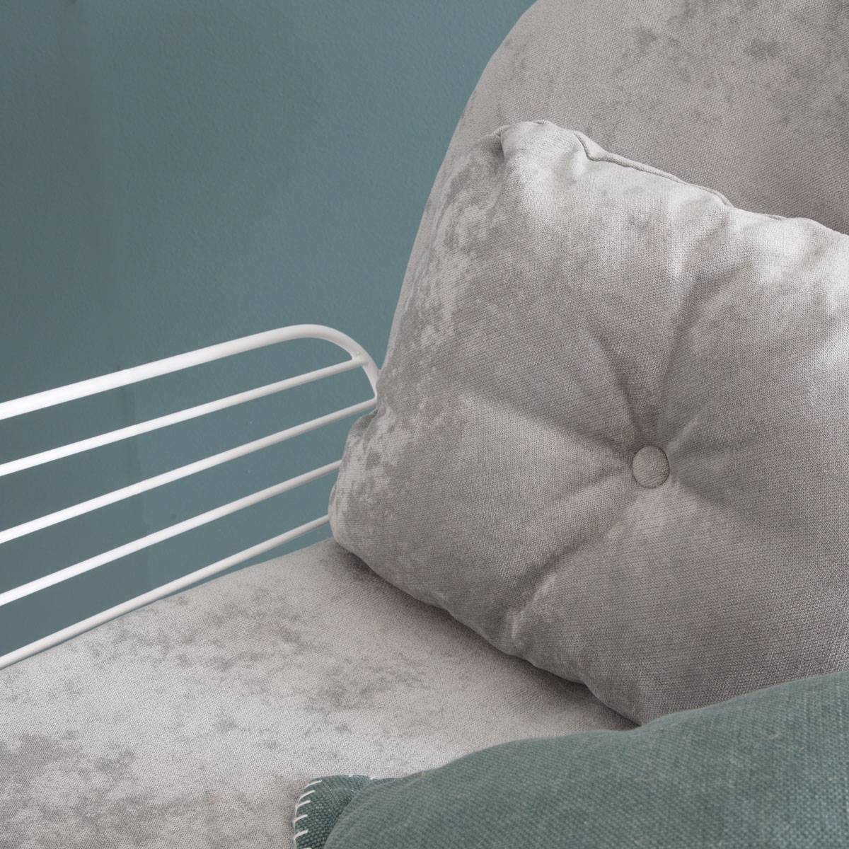 Rocking chair en métal et tissu ETHAN gris, MADE IN MEUBLES