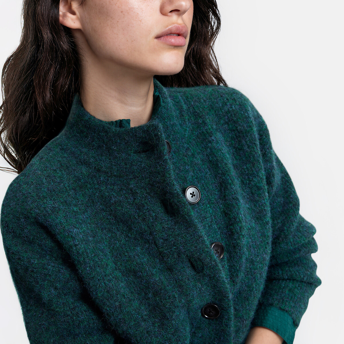 Gilet collo alto in grossa maglia verde smeraldo, LA REDOUTE COLLECTIONS