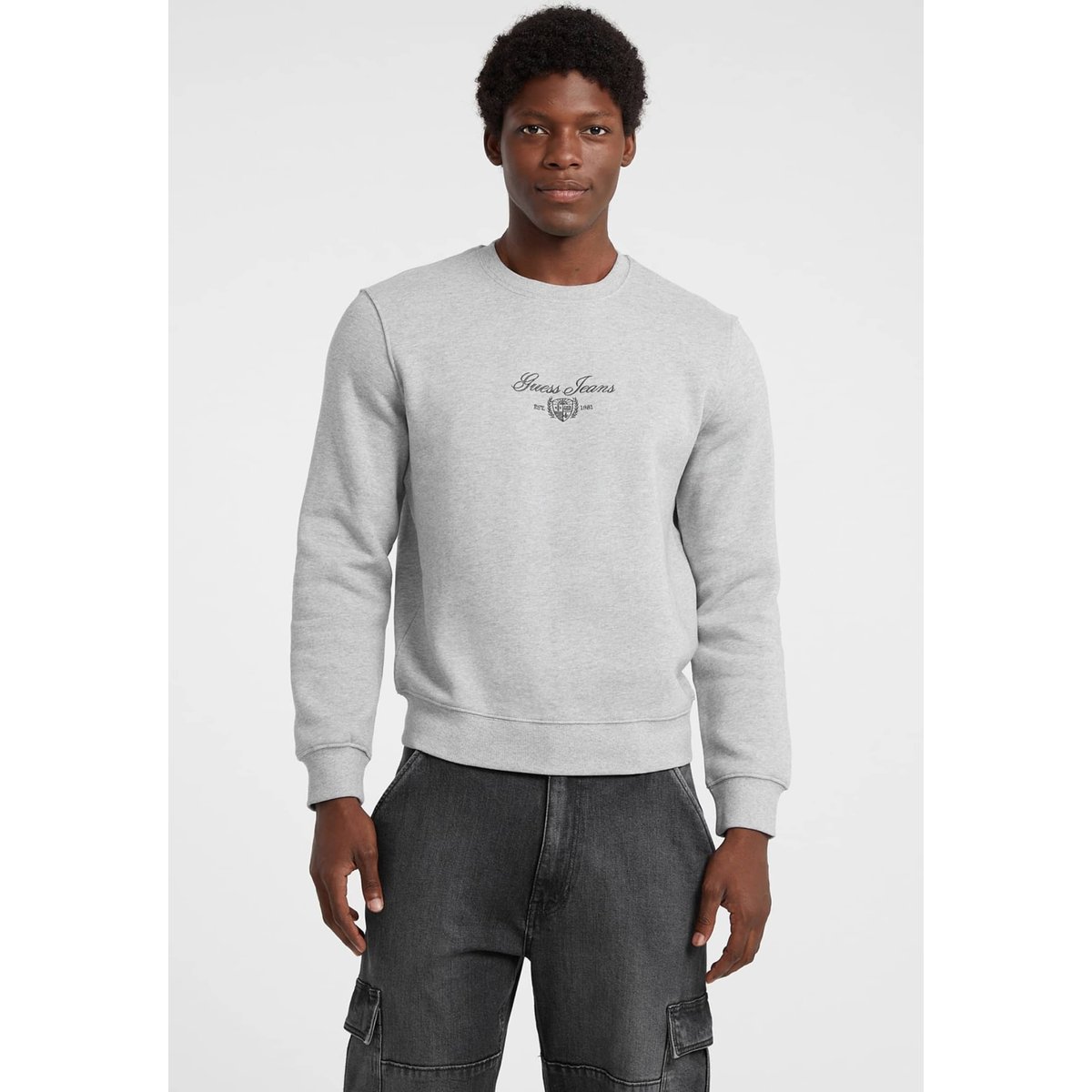 Sweat-Shirt Broderie Avec Logo gris, GUESS JEANS