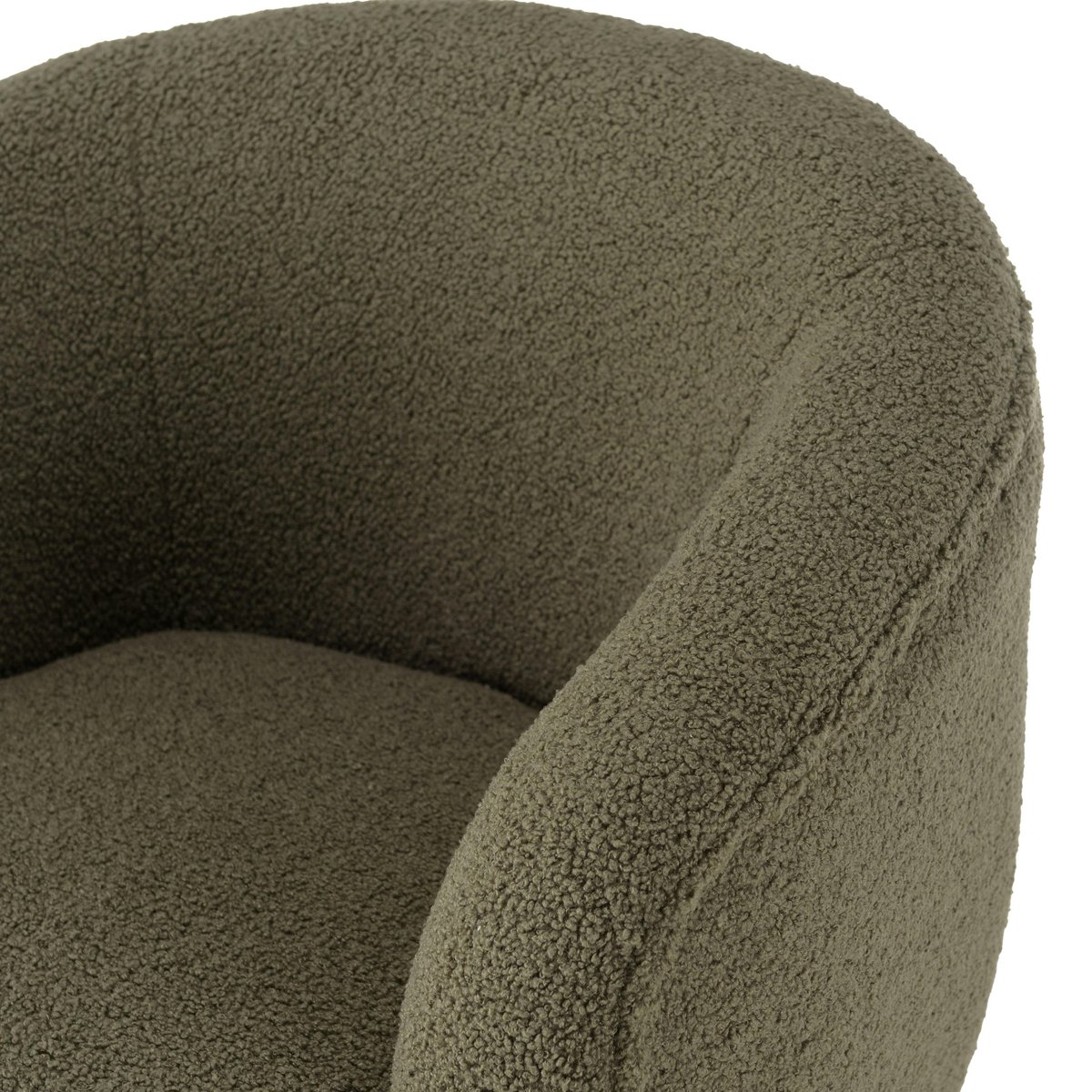 Fauteuil forme cabriolet tissu bouclette vert kaki TIM kaki, PIER IMPORT
