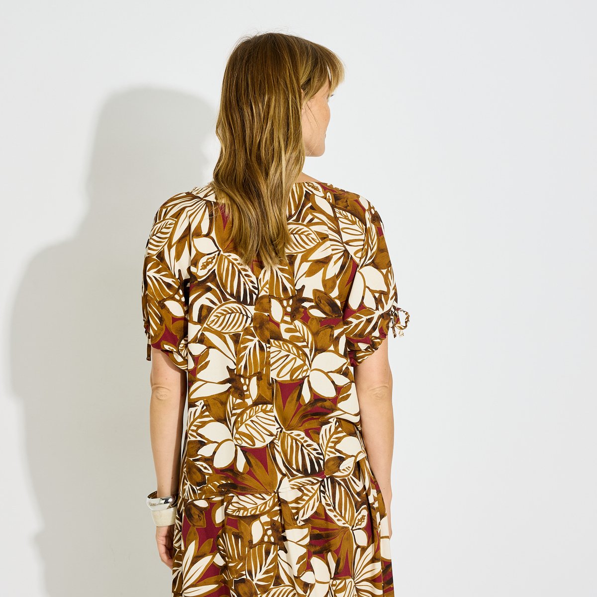 Blouse fluide imprimé tropical vert kaki, GRAIN DE MALICE