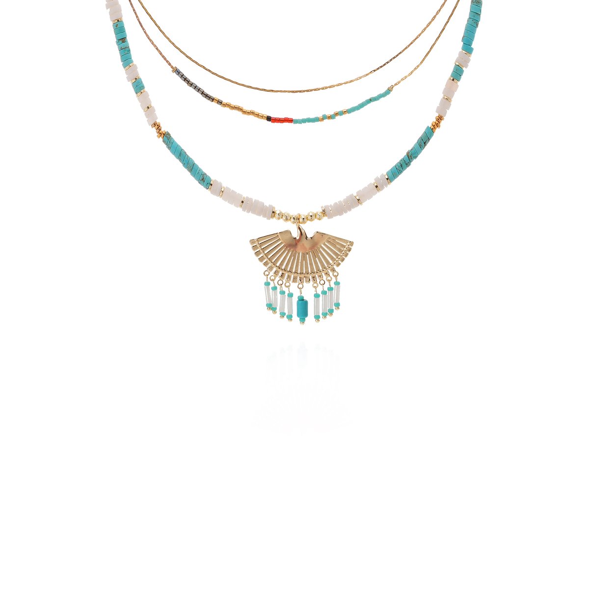Collier rang multiples avec pendentif ALONI turquoise, HIPANEMA