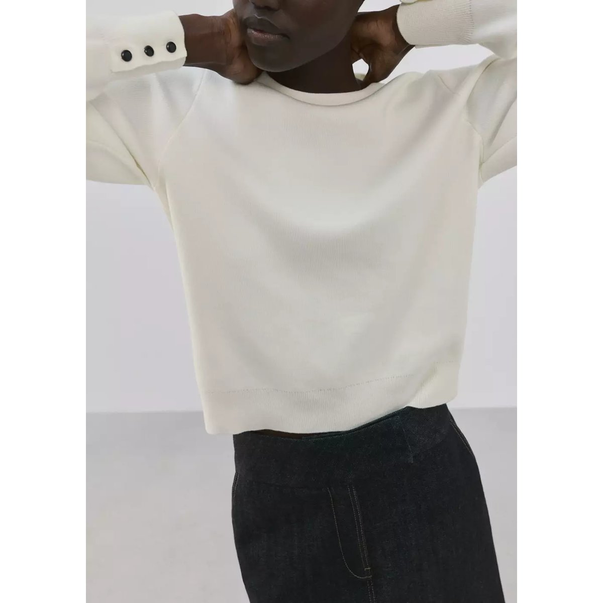 Pull-over poignets boutonnés écru, MANGO