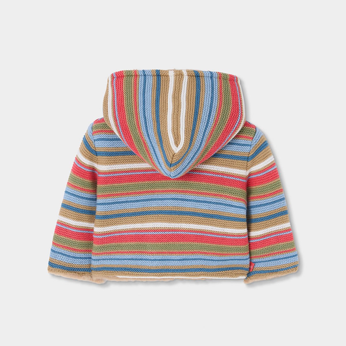 Veste en maille bébé réversible à rayures marron, BOBOLI