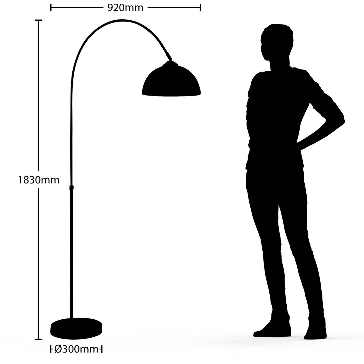 Lampadaire en métal moderne, Lennart cuivre, LINDBY