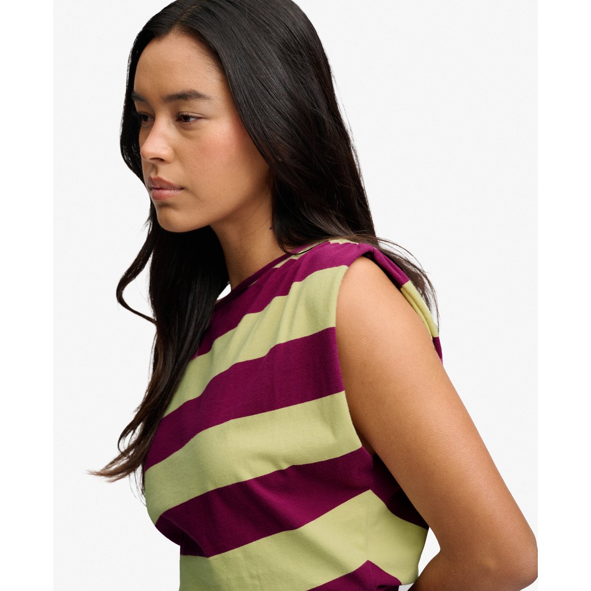 Top Bardot Rayé Côtelé Coupe Ajustée rayures magenta et violet, SUPERDRY