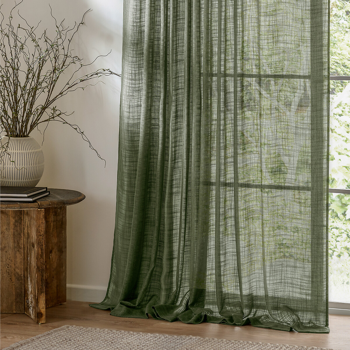 Cirrus Sheer Tab Top Curtain Panel forest green, YARD