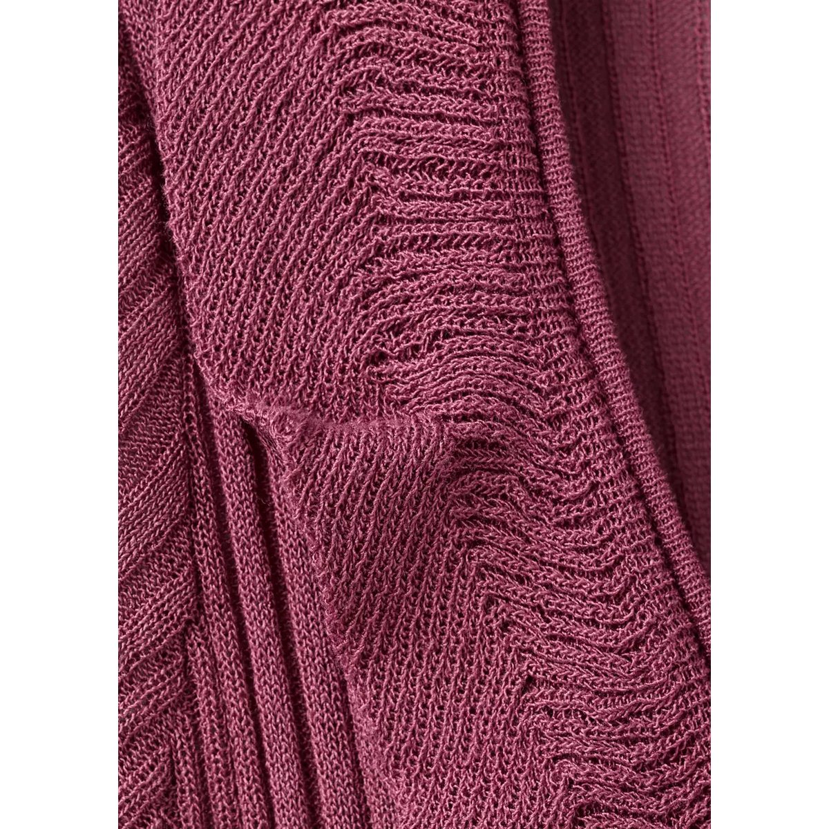 Cardigan en maille texturée avec détail volanté lie de vin, MANGO