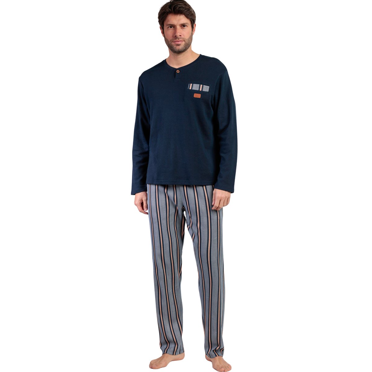 Pyjama pantalon top manches longues Pointe Antonio Miro bleu marine, ADMAS