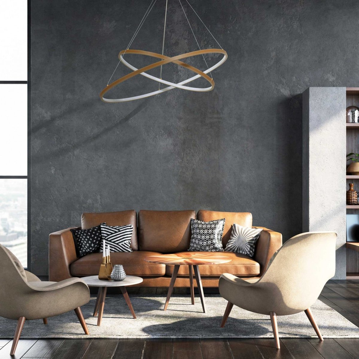 Suspension aspect cuir, APOLLON marron, C-CREATION
