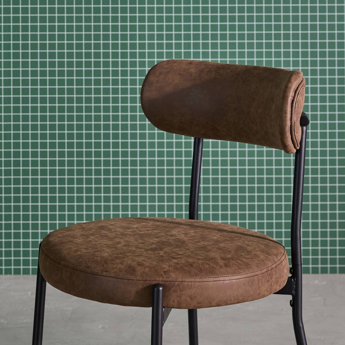 Chaise métal et simili cuir (lot de 2) LIVIA marron, SWEEEK