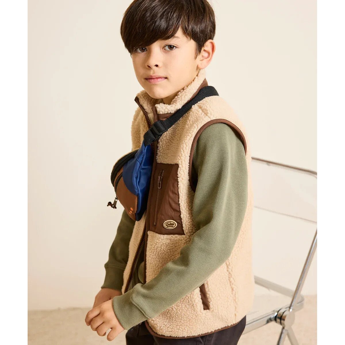 Veste sans manches en sherpa beige, TAPE A L'OEIL