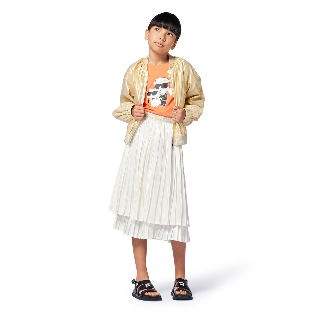 Jupe plissée en voile chalk, KARL LAGERFELD KIDS