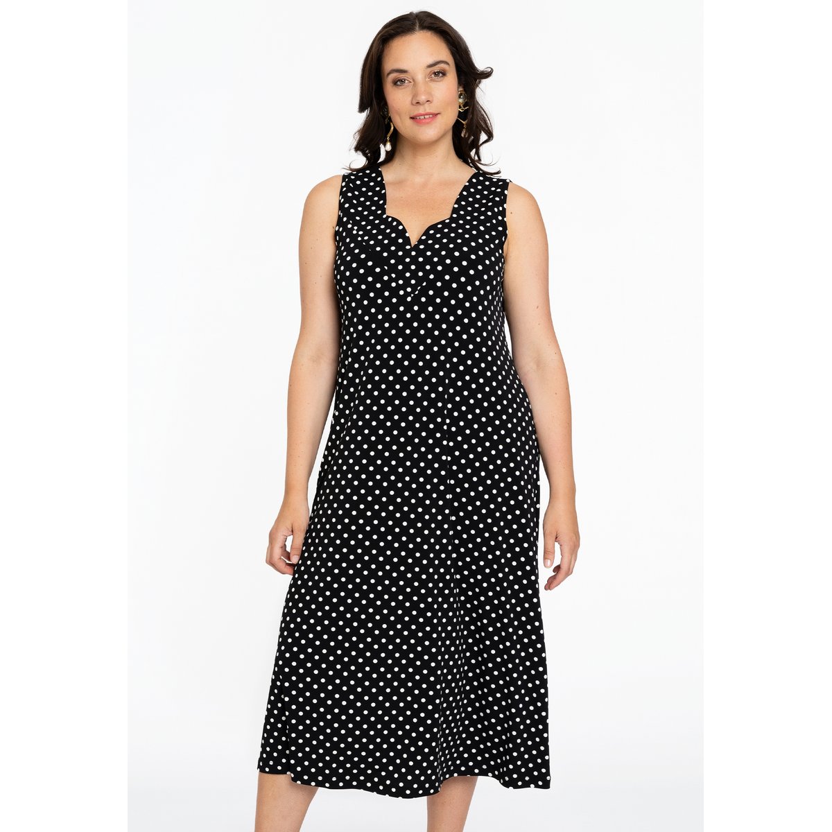 Robe avec imprimé à pois noir, YOEK