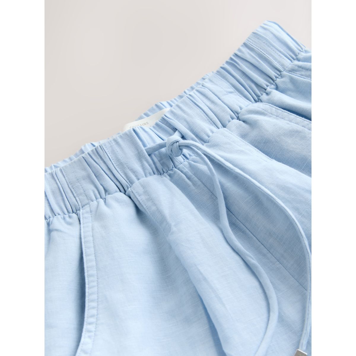 Pantalon barrel en lin et coton bleu clair, NEXT