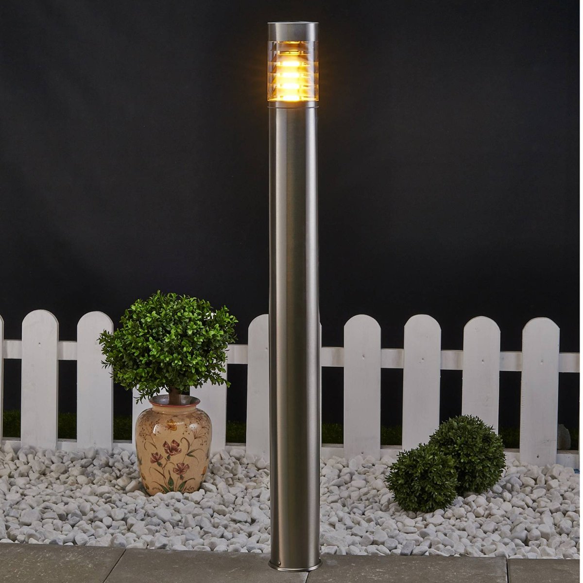 Luminaire extérieur en inox moderne, Enja acier inoxydable, transparent, LINDBY