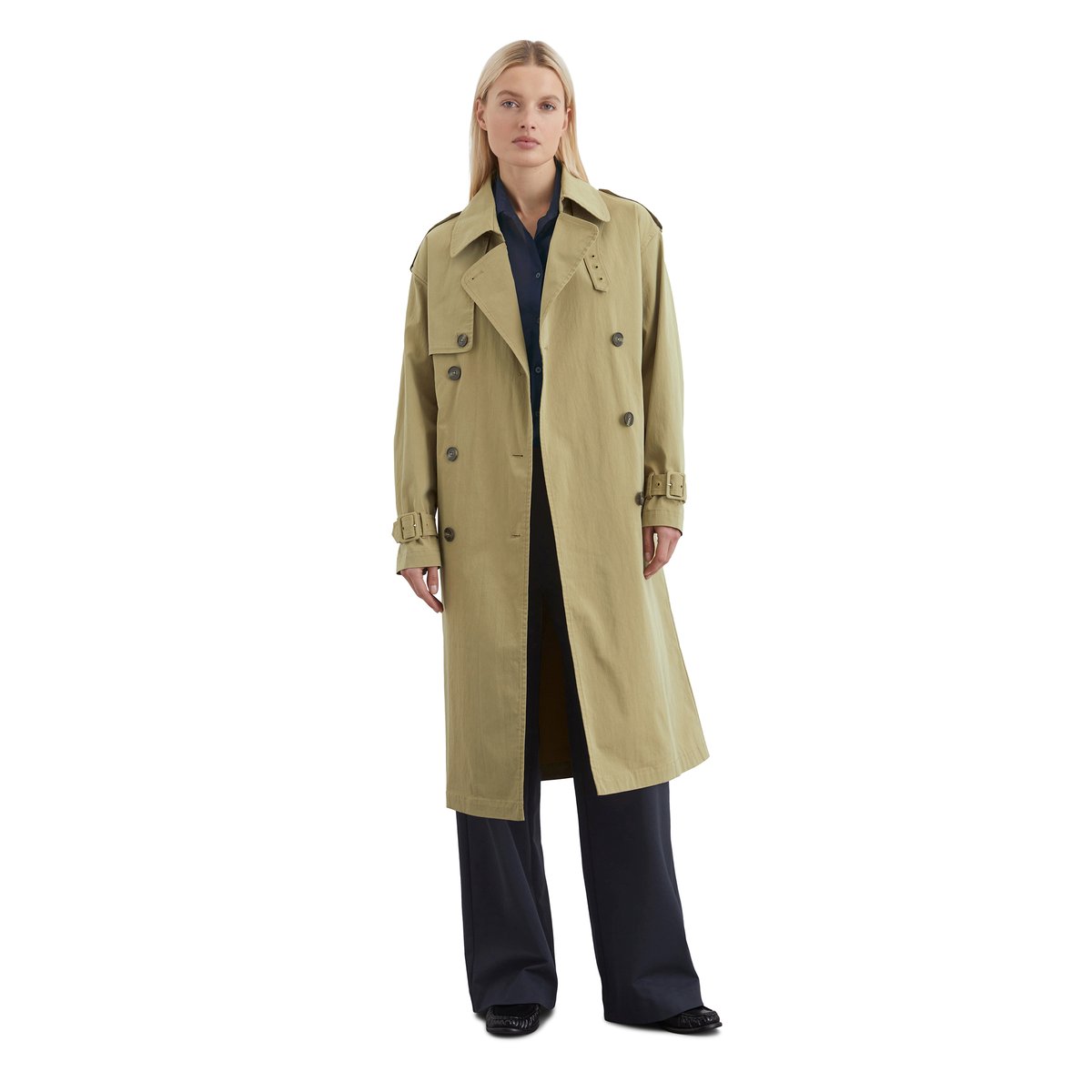 Trench-coat régulier en sergé compact beige, MARC O'POLO