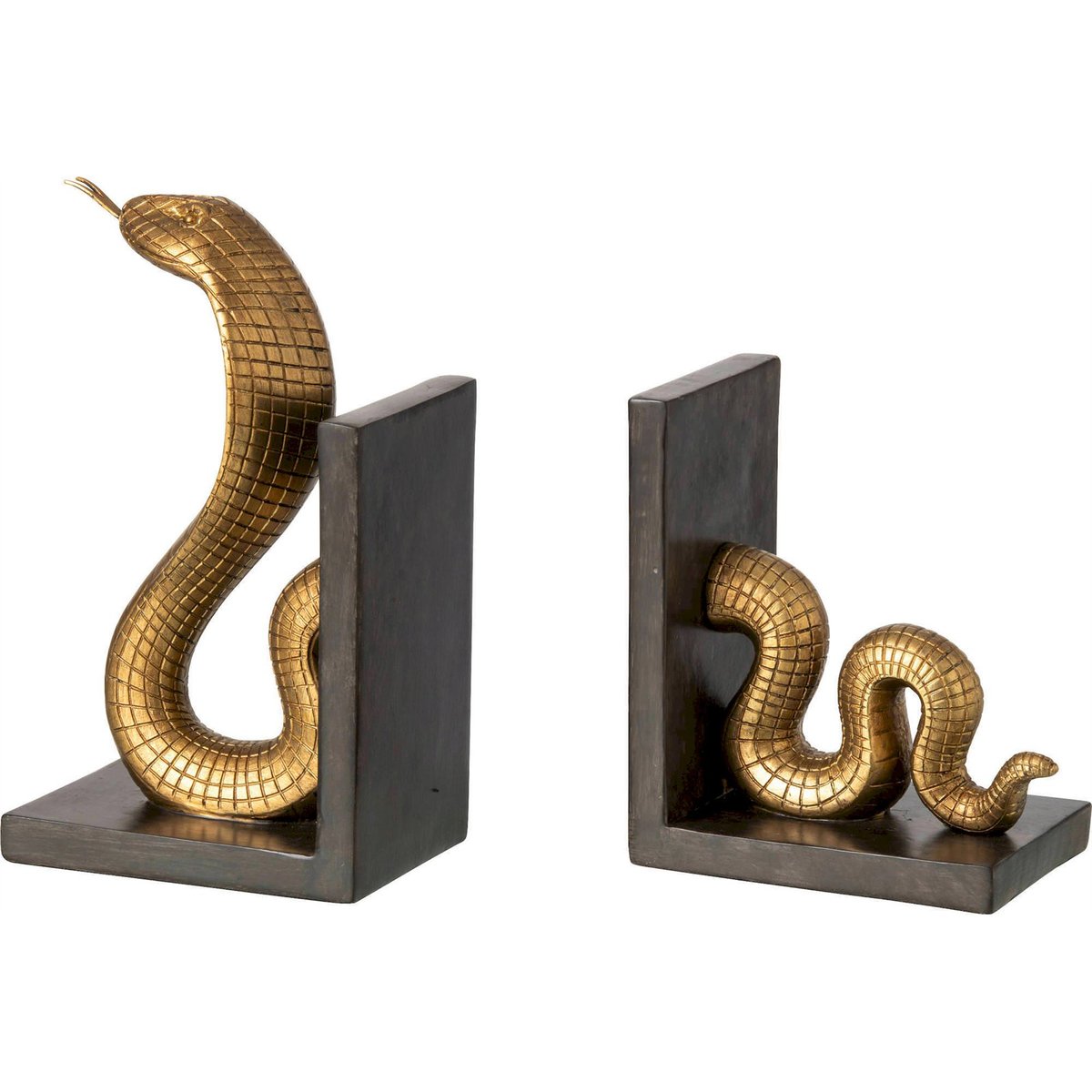 Serre-livres serpent en résine, Lot de 2 doré et noir, RECOLLECTION