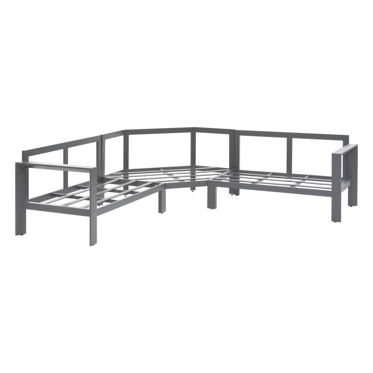 Salon d'angle de jardin 5 places en aluminium effet bois ÉVASION gris graphite, HESPERIDE