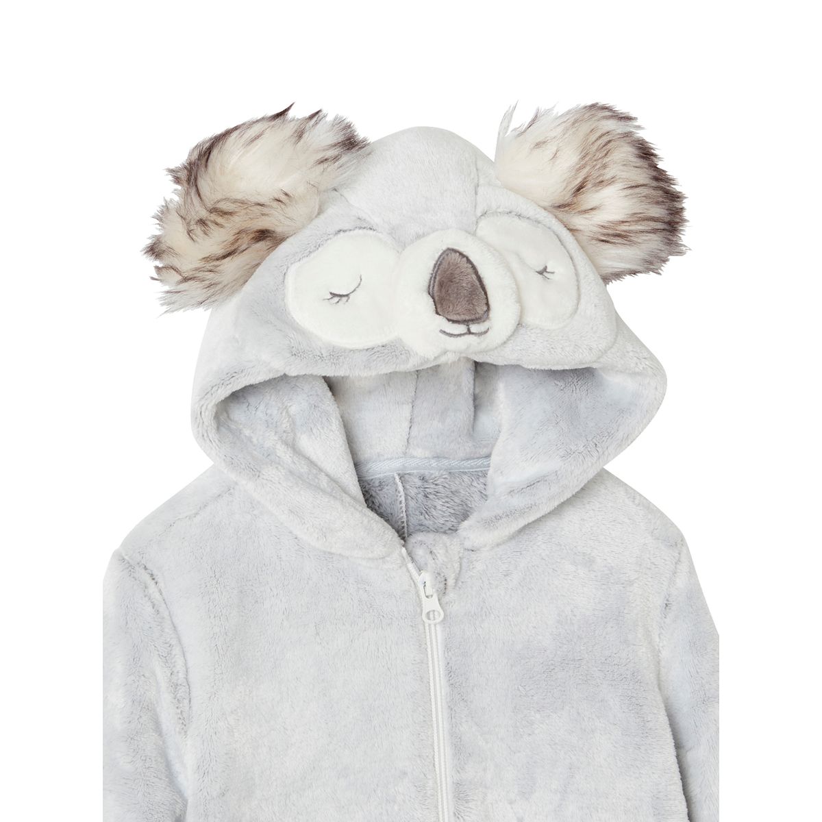 Surpyjama koala en velours enfant gris clair chiné, VERTBAUDET