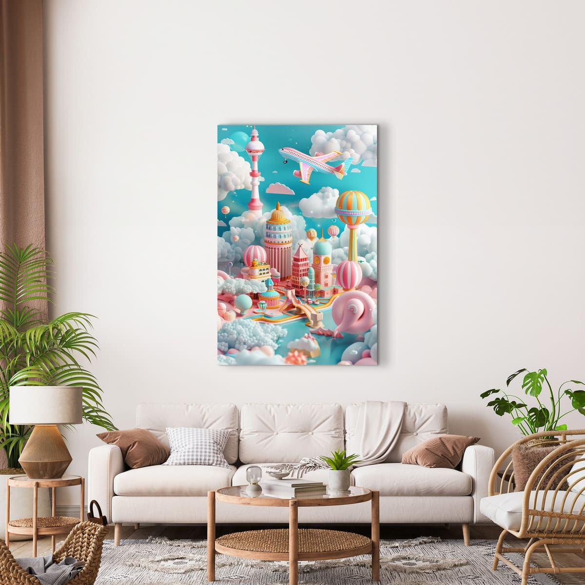 Tableau Mural Scène Onirique Aéro-urbaine ILLUSION tableau en verre synthétique, CEANOTHE