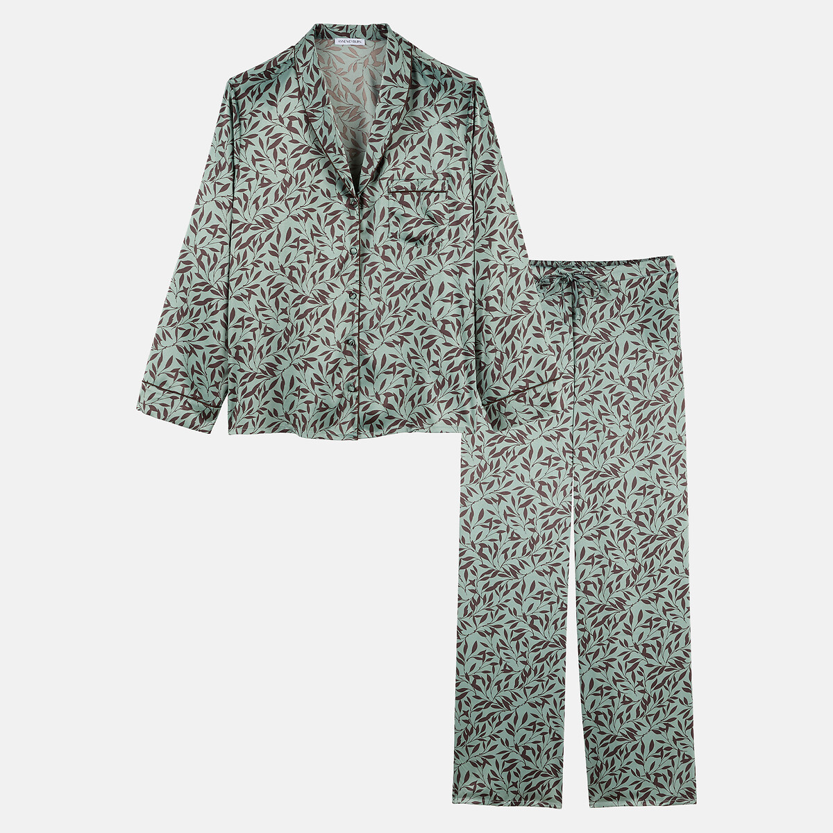 Pyjama 2 pièces en satin imprimé fleurs imprimé floral, ANNE WEYBURN