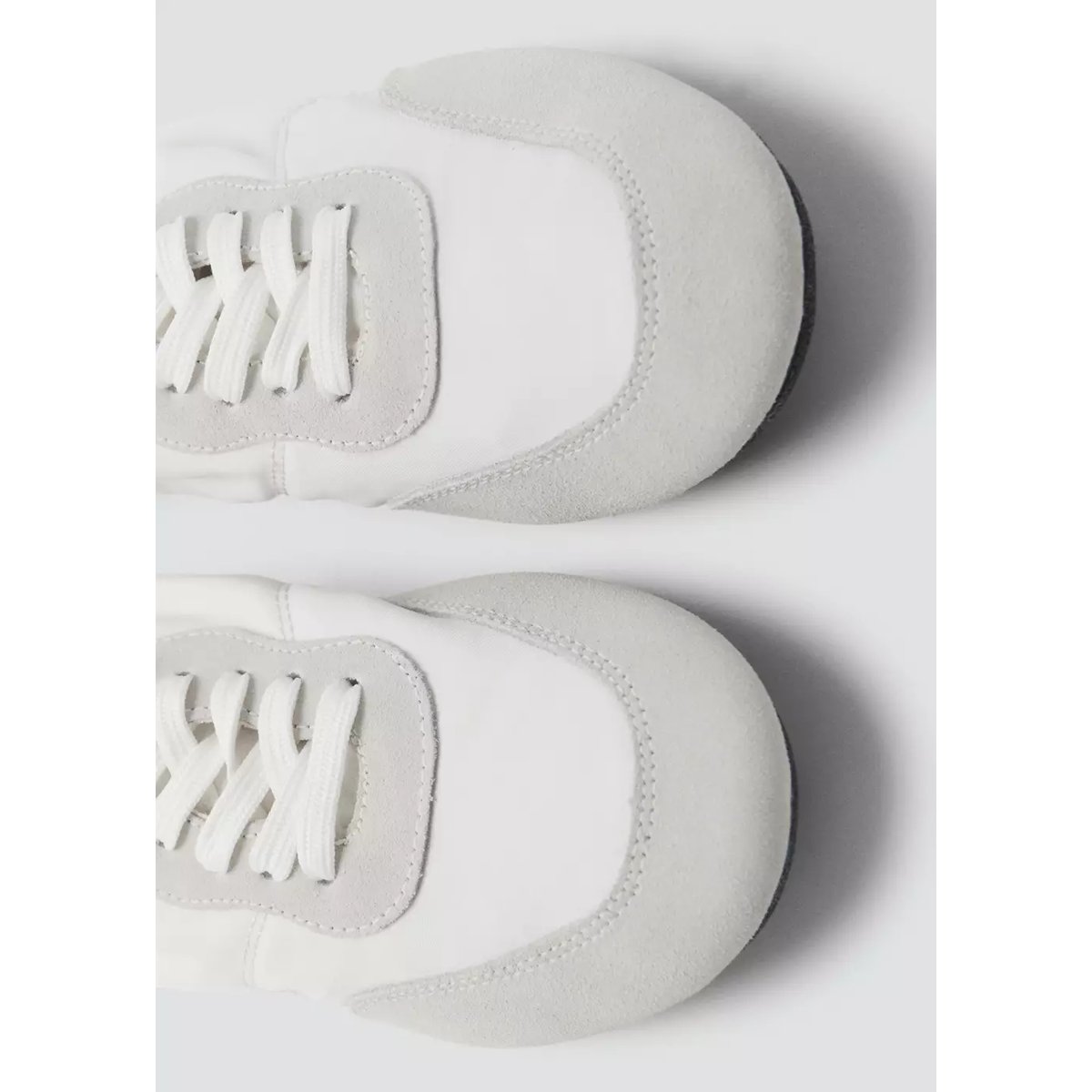 Baskets en cuir lacées blanc, MANGO