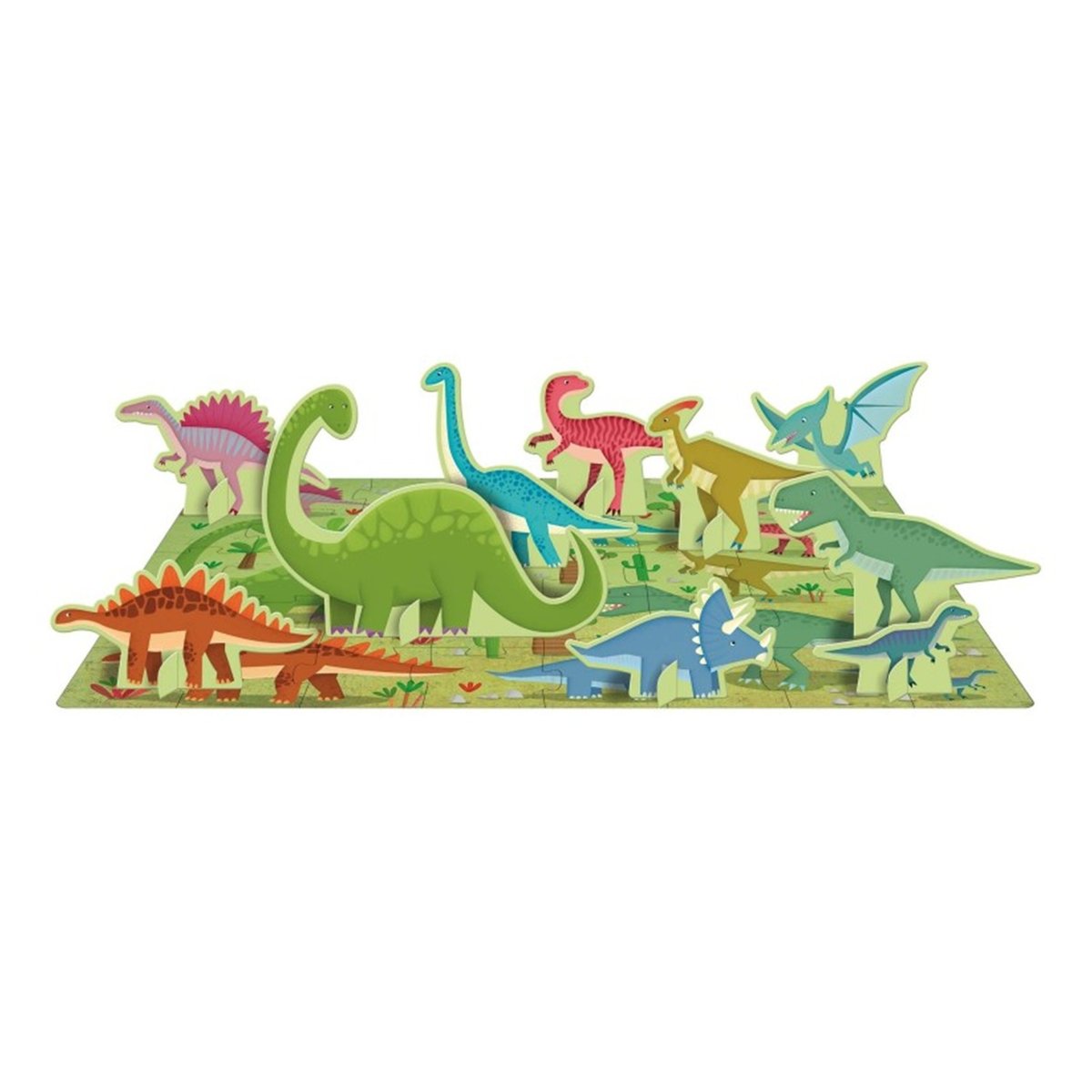 Livre et puzzle Les dinosaures vert, SASSI JUNIOR