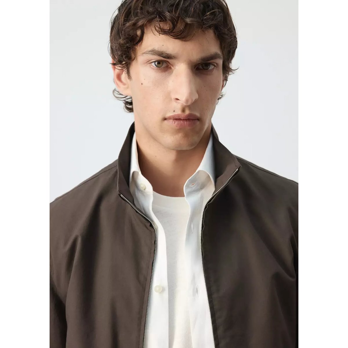 Veste droite coton lyocell marron, MANGO MAN
