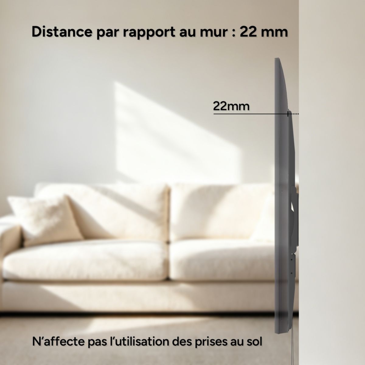 Support mural TV télé fixe 40''-75'' couleur unique, LISTO