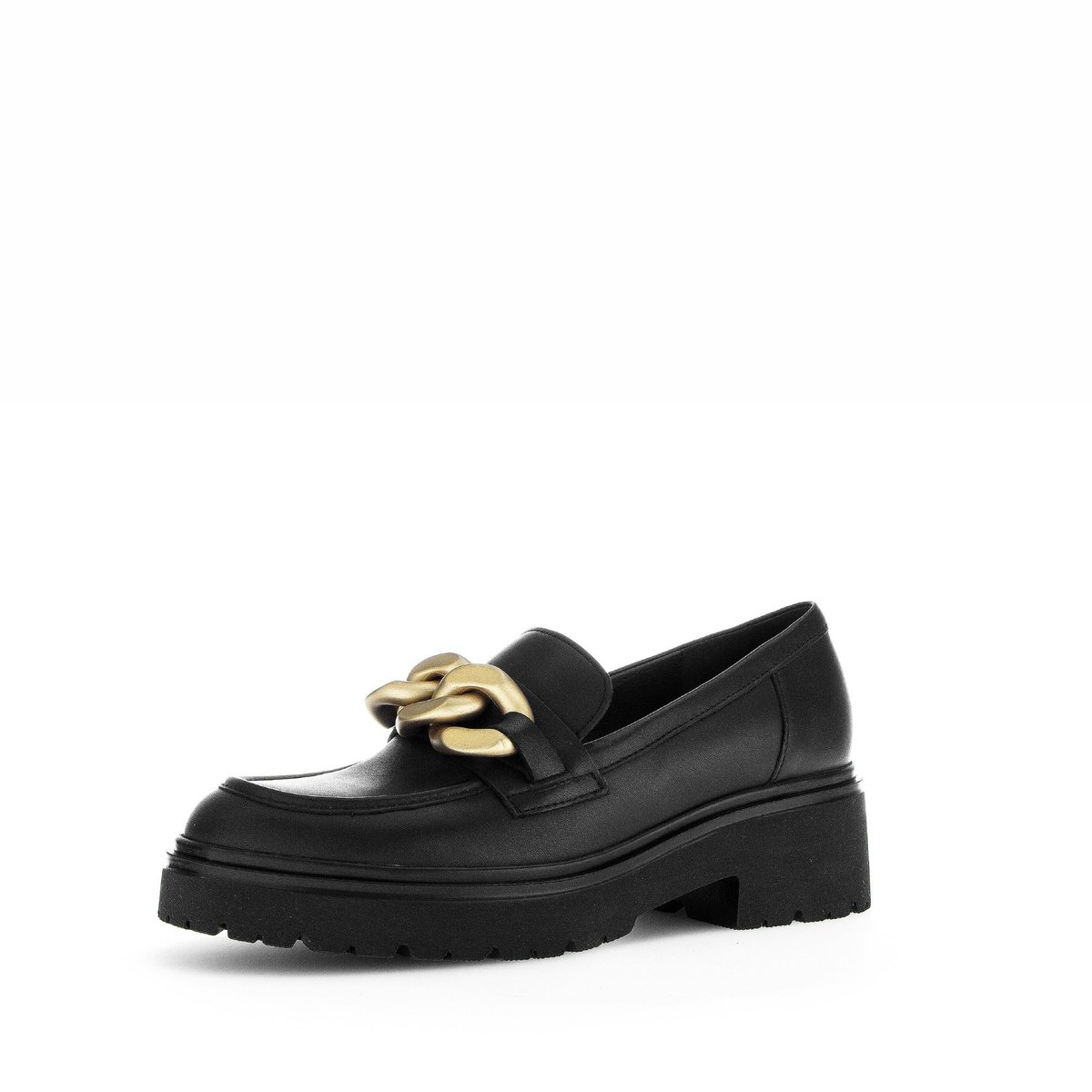 Mocassins en cuir lisse à talon décroché noir mat, GABOR