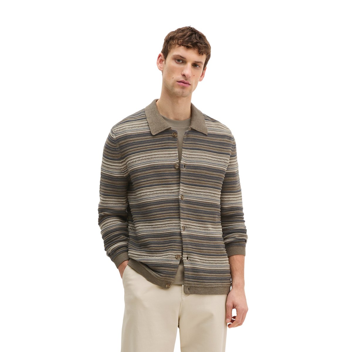 Veste en tricot regular en coton bio et en lin combo, MARC O'POLO
