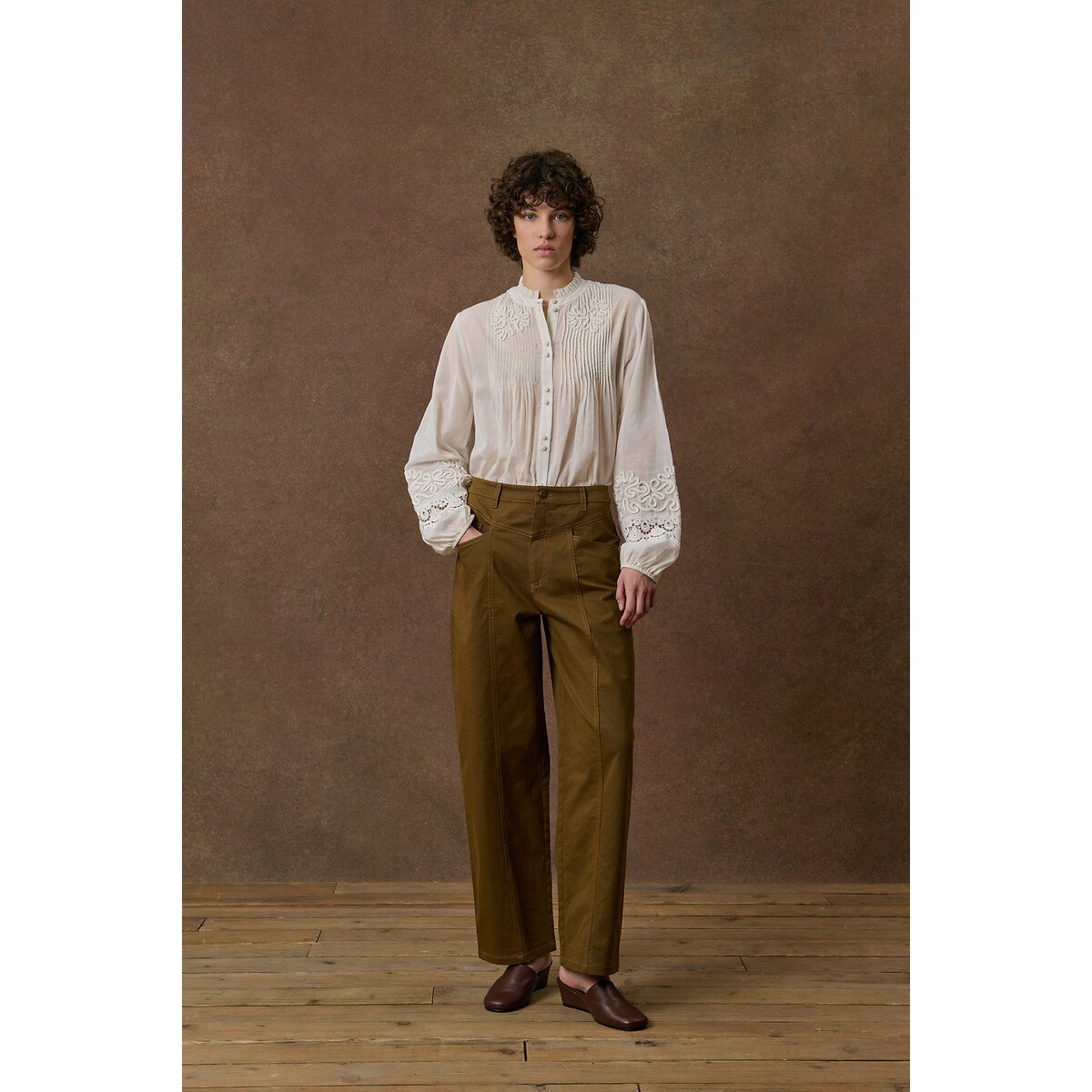 Blouse col rond manches longues brodée, ALICIA blanc, LOUISE MISHA