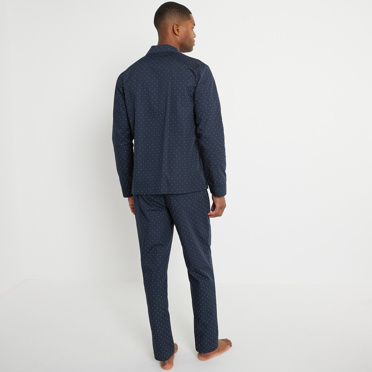 Pyjama deux pièces à pois bleu marine imprimé, LA REDOUTE COLLECTIONS
