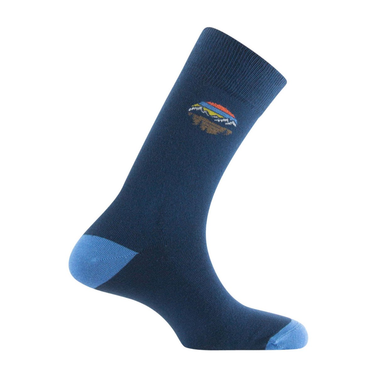 Pack de 2 mi-chaussettes fantaisie paysage Coton majoritaire marine, KINDY