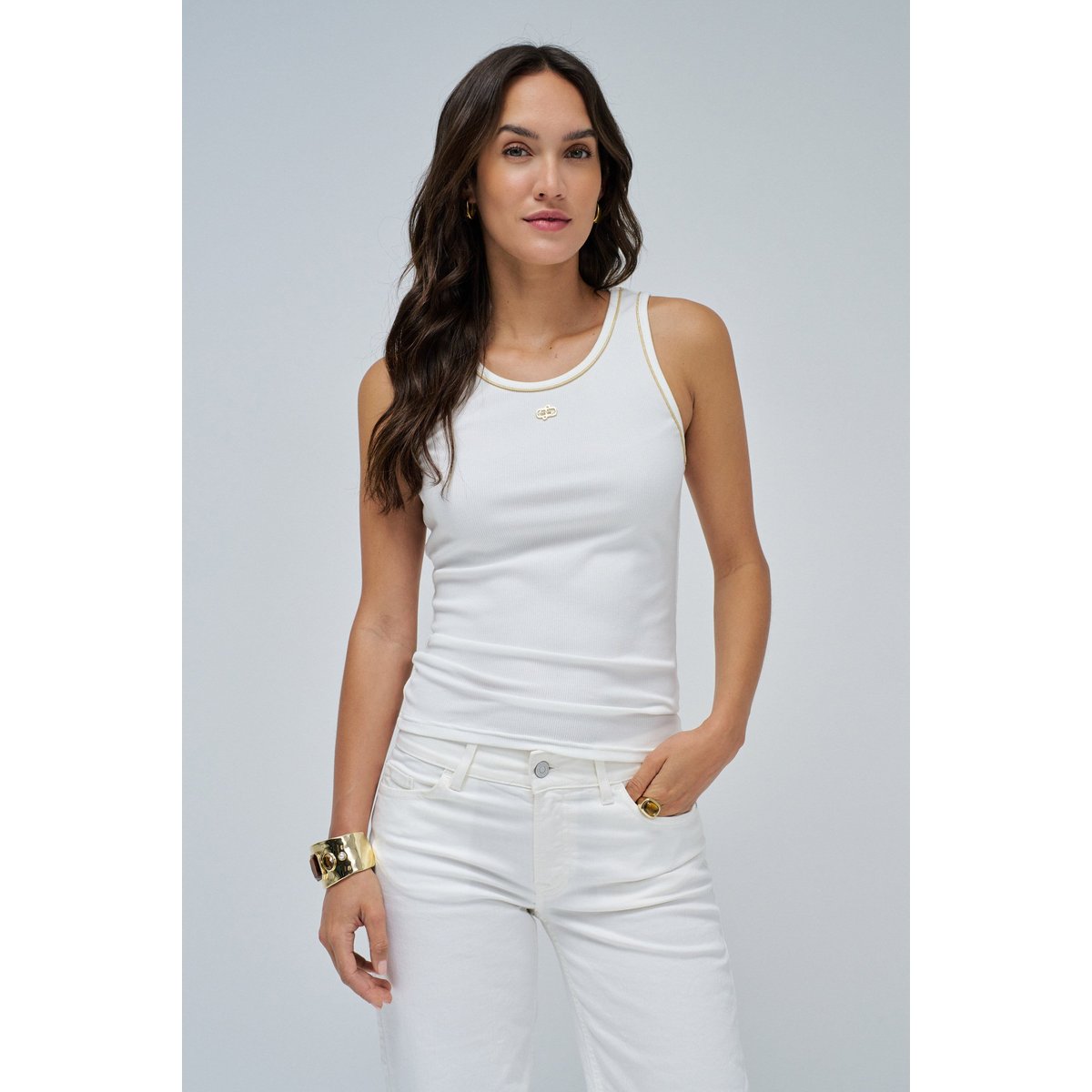 HAUT BASIQUE AVEC FILS Fil textile blanc, SALSA JEANS