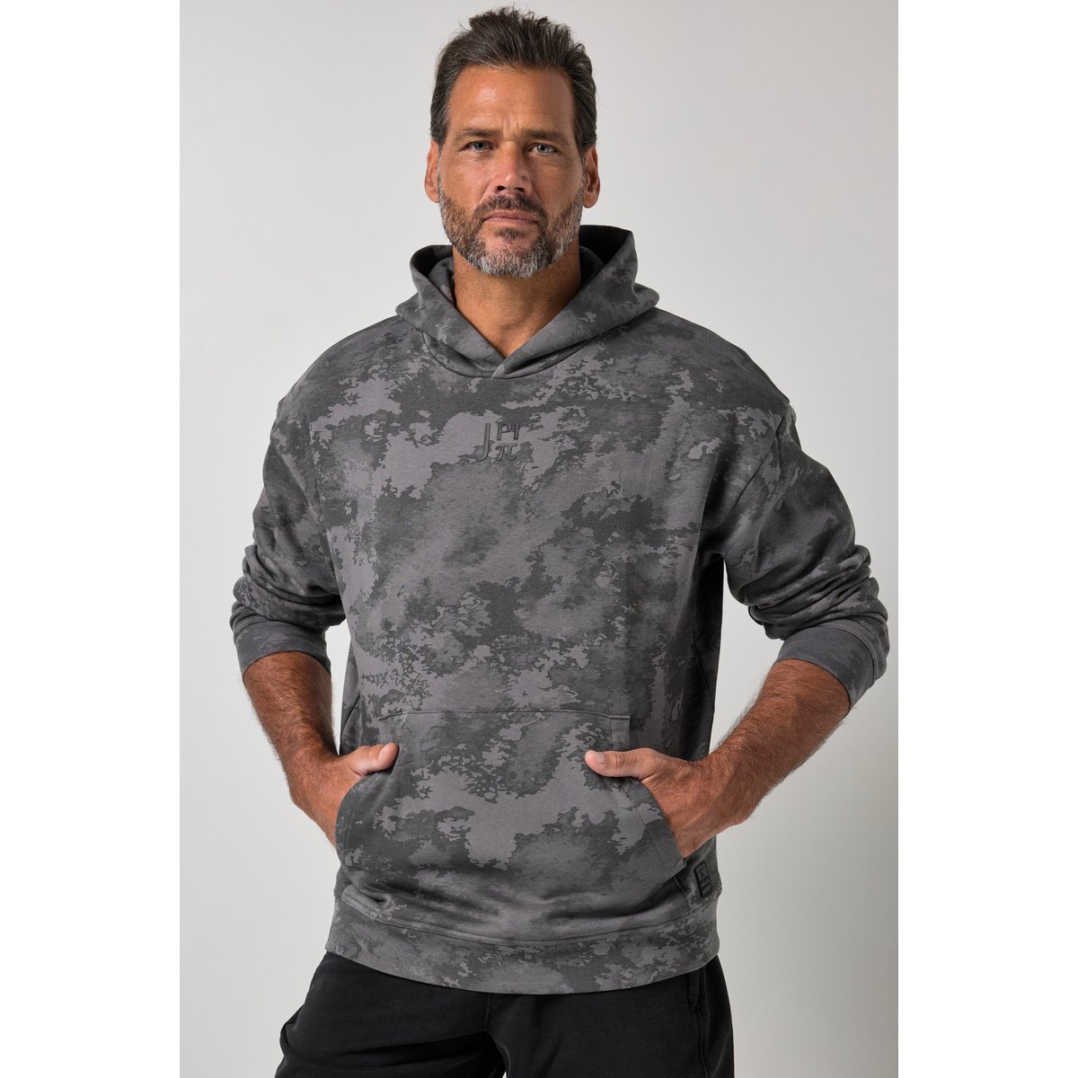 Sweat-shirt à capuche, imprimé camouflage anthracite, JP1880