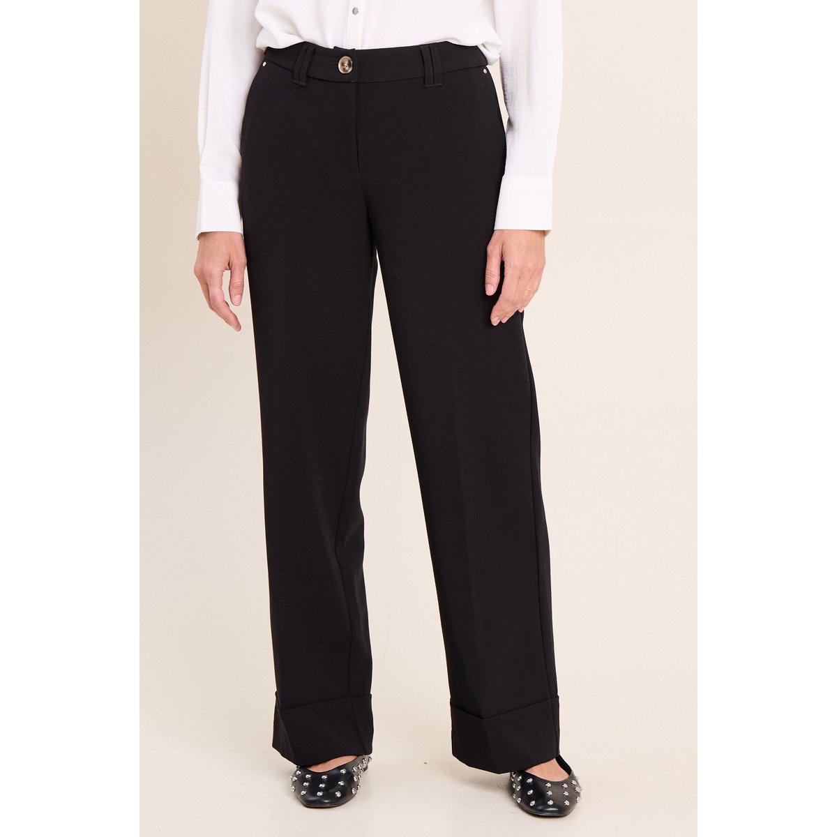 Pantalon taille haute fluide noir, BREAL